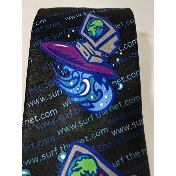 VINTAGE Ralph Marlin Men's Tie 1999 "Surf the Net" Computers Tech Internet Geek - Picture 4 of 10